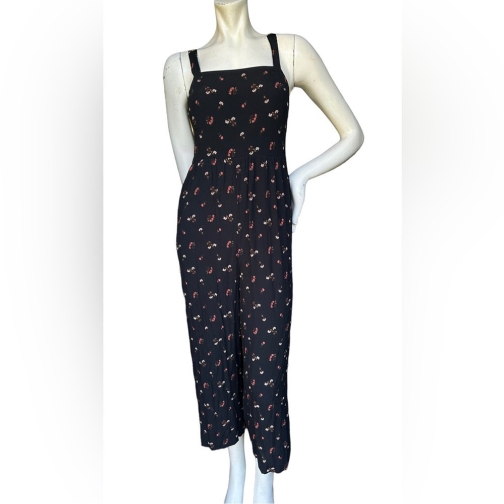 Madewell Smocked Cropped Wide Leg Jumpsuit Floral… - image 2